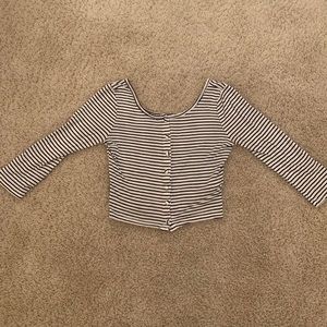Pacsun Cropped Striped Button Top